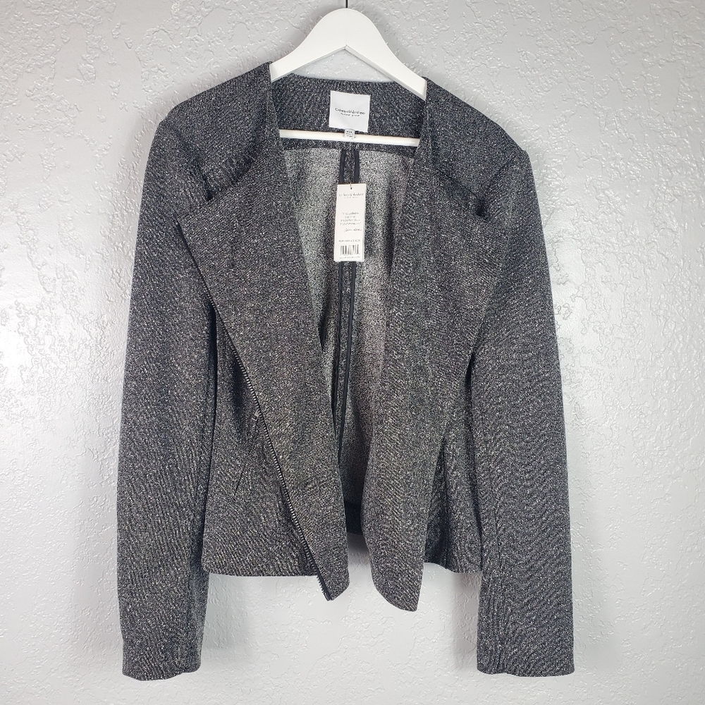 Runway Style Gray Edgy Plus-Size Bomber Jacket - Picture 8 of 14